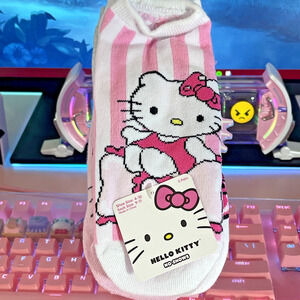 Hello Kitty Socks 5 Pack No Show Pink Gray White Stripes Bows Candy 2024 Sanrio